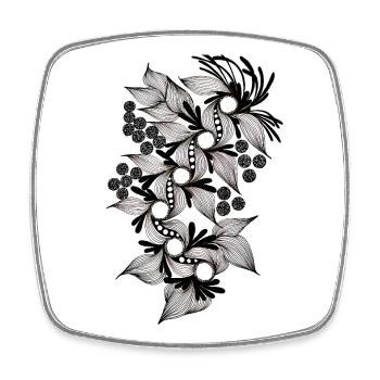 Schwarzweiß Blumenspirale - Viereckiger Kühlschrankmagnet - Weiß - Vorne