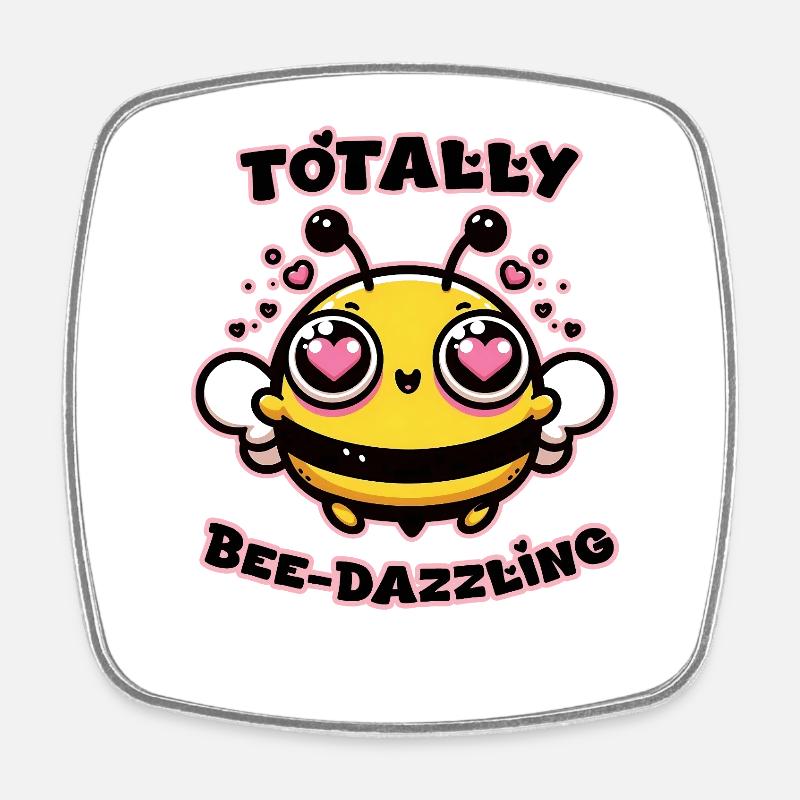 Totally Bee-Dazzling Hearts - Square fridge magnet - white