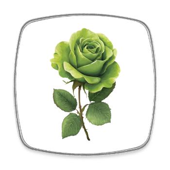 Rose verte - Magnet carré - blanc - Devant