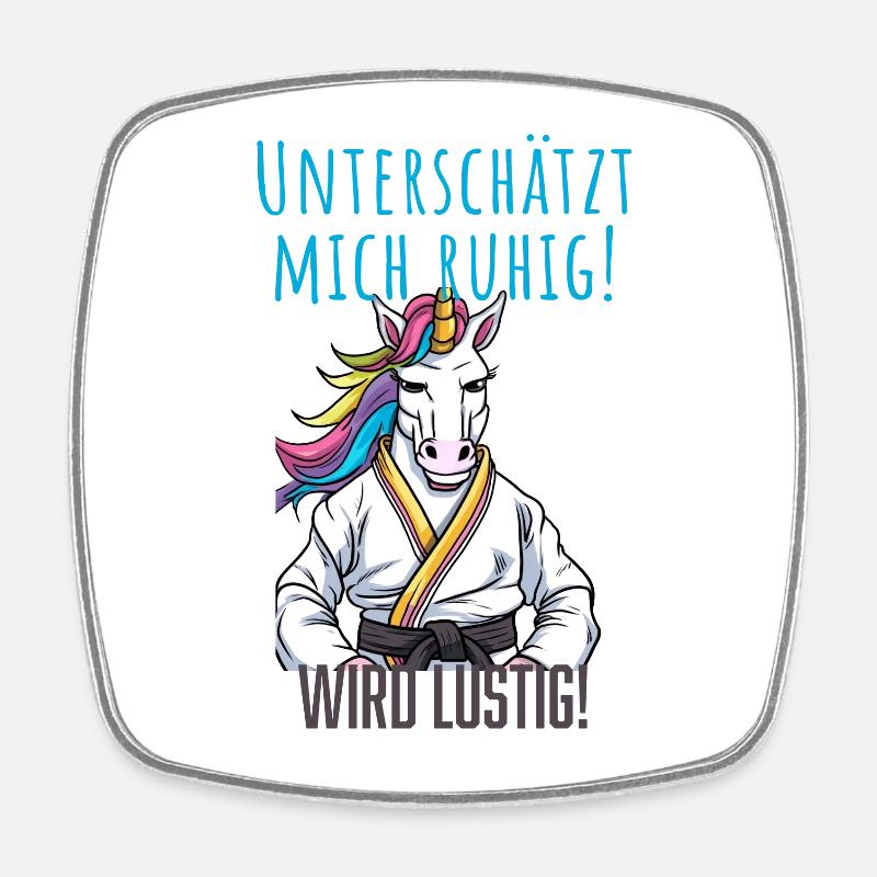 Karate Unicorn - Square fridge magnet - white