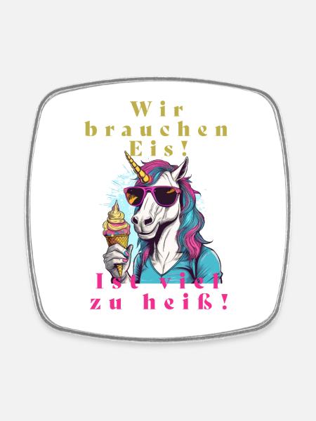Einhorn Eis vs. Hitze - Square fridge magnet - white