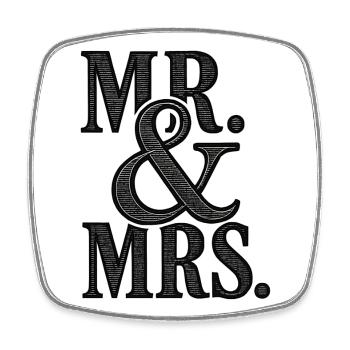 MR. & MRS - mariage romantique - jeunes mariés - Magnet carré - blanc - Devant