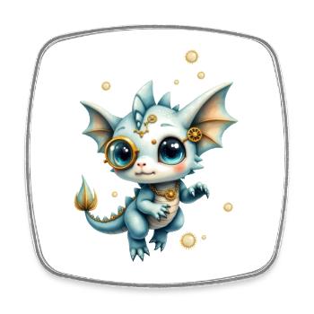 Steampunk Dragon with Magnifying Glass - Square fridge magnet - white - Front