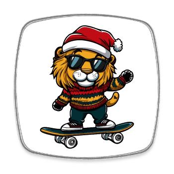 Lion Christmas Funny - Square fridge magnet - white - Front