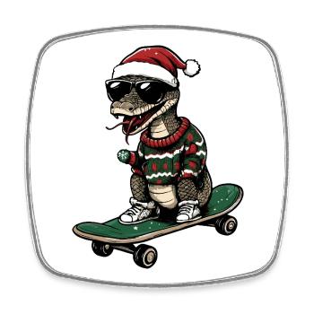 Snake Cobra Christmas Funny - Square fridge magnet - white - Front