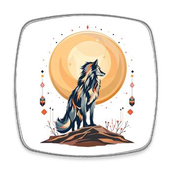 Boho Wolf - Square fridge magnet - white - Front