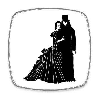Couple vintage et gothique - Magnet carré - blanc - Devant
