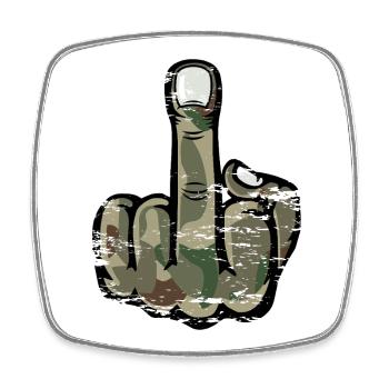 Doigt d’honneur Stinky Finger Design Army - Magnet carré - blanc - Devant