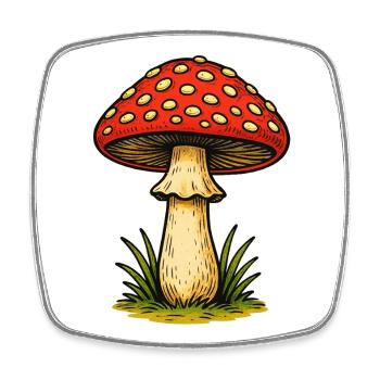 Red Toadstool Retro - Square fridge magnet - white - Front
