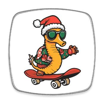 Seahorse Christmas Funny - Square fridge magnet - white - Front