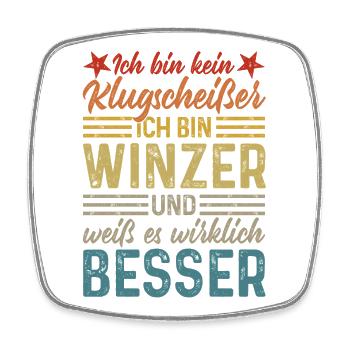 Winzer - Kein Klugscheißer  - Viereckiger Kühlschrankmagnet - Weiß - Vorne