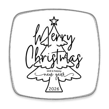 Merry Christmas and a Happy New Year 2026 - Viereckiger Kühlschrankmagnet - Weiß - Vorne