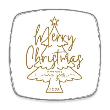 Merry Christmas and a Happy New Year 2026 - Viereckiger Kühlschrankmagnet - Weiß - Vorne