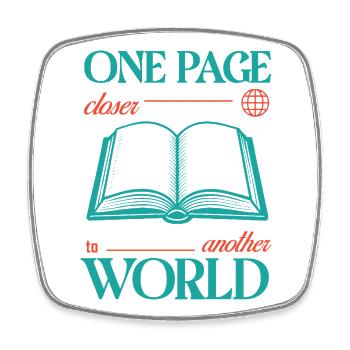 One Page Closer to Another World - Square fridge magnet - white - Front