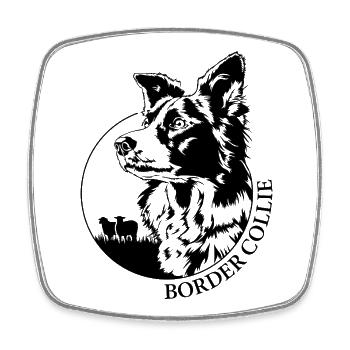 Border Collie de travail Portrait chien chiens Wilsigns - Magnet carré - blanc - Devant