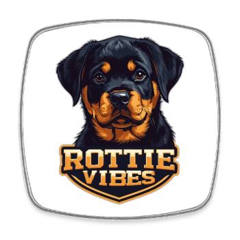 Rottie Vibes - Portrait de chiot Rottweiler mignon - Magnet carré - blanc - Devant