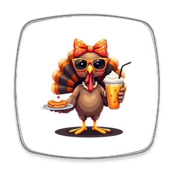 Dinde de Thanksgiving avec lunettes de soleil - Magnet carré - blanc - Devant