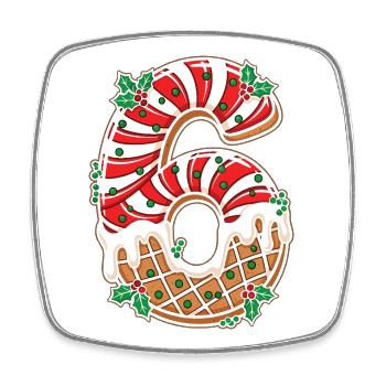 Weihnachts Ziffer 6 Zuckerguss - Viereckiger Kühlschrankmagnet - Weiß - Vorne