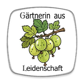 Green Gooseberry Branch Illustration - Square fridge magnet - white - Front