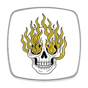 Skull Tattoo flaming - Square fridge magnet - white - Front