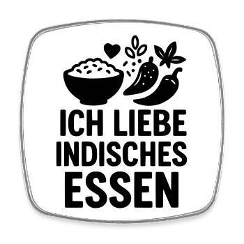 ich liebe indisches Essen - Viereckiger Kühlschrankmagnet - Weiß - Vorne