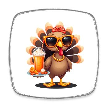 Dinde de Thanksgiving avec lunettes de soleil - Magnet carré - blanc - Devant