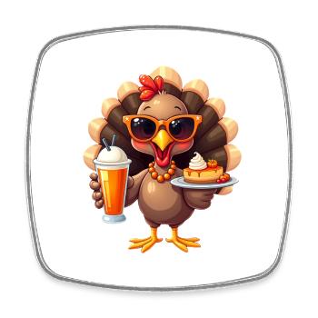 Dinde de Thanksgiving avec lunettes de soleil - Magnet carré - blanc - Devant