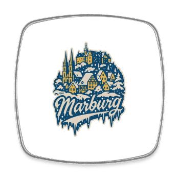Marburg dans la magie hivernale - Magnet carré - blanc - Devant