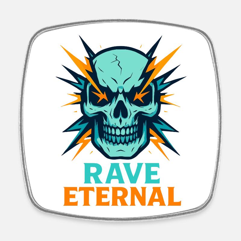 Rave Eternal – Skull Energy - Square fridge magnet - white