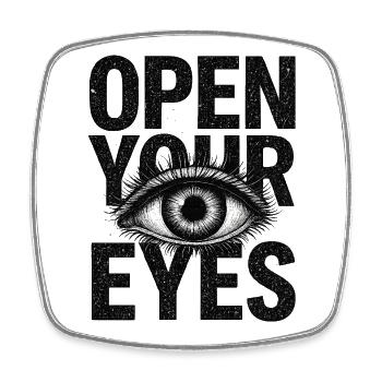 Ouvrez les yeux - Conception du symbole de l’œil - Magnet carré - blanc - Devant