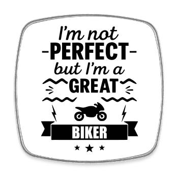 Pas parfait mais un grand motocycliste - Magnet carré - blanc - Devant