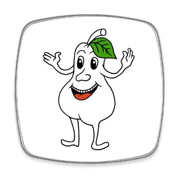 Pear with laughing face - Square fridge magnet - white - Front