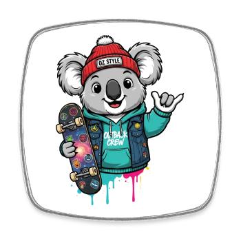 Koala Skate Sweat à Capuche Style Oz - Magnet carré - blanc - Devant