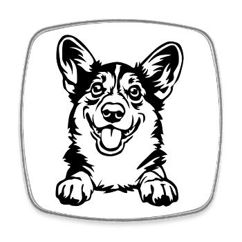 Corgi gallois - Magnet carré - blanc - Devant