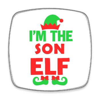 Im The Son Elf Christmas Tee - Square fridge magnet - white - Front