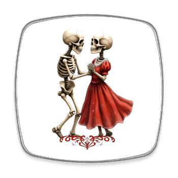 Red Skeletal Dance - Square fridge magnet - white - Front