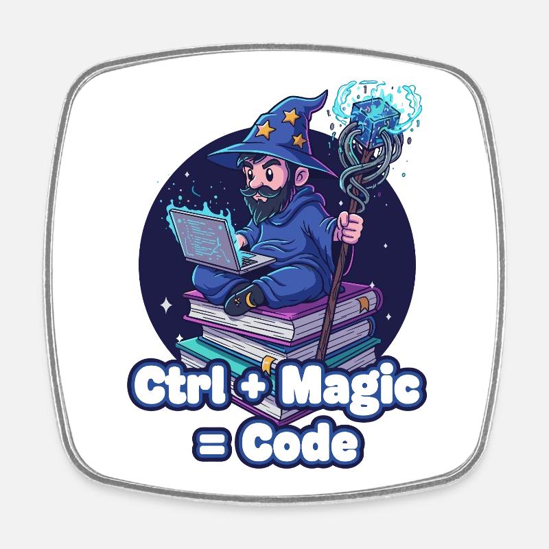 Ctrl Magic Code Zauberer - Viereckiger Kühlschrankmagnet - Weiß