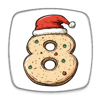 8 Number Cookie Christmas - Square fridge magnet - white - Front