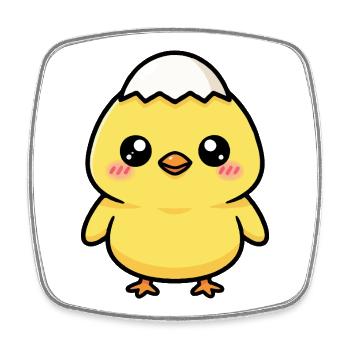 Chick with Kawaii cap - Square fridge magnet - white - Front