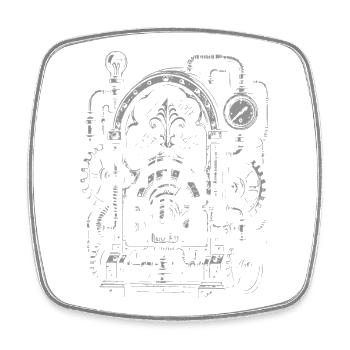 Steampunk Gears Arch - Square fridge magnet - white - Front