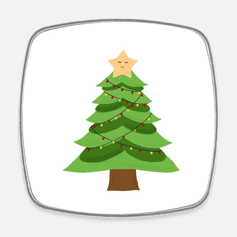 Small Christmas tree - Square fridge magnet - white