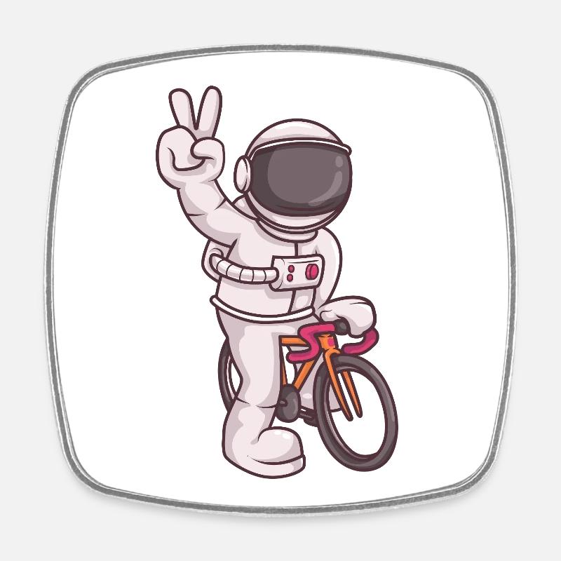 Astronaute chevauchant un vélo fixie – Peace Pose Space - Magnet carré - blanc