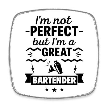Nicht perfekt aber ein super Barkeeper - Viereckiger Kühlschrankmagnet - Weiß - Vorne