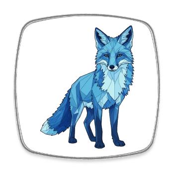 Blue polygon fox - Square fridge magnet - white - Front