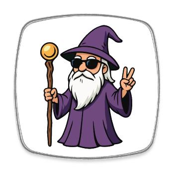 Violet Wizard Peace Sign - Square fridge magnet - white - Front