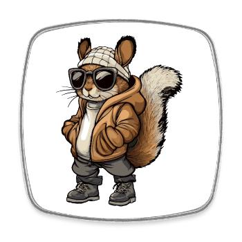 Squirrel Cool Winter - Square fridge magnet - white - Front