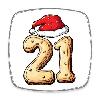 21 Number Cookie Christmas - Square fridge magnet - white - Front