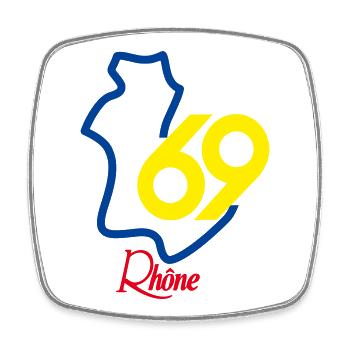 Rhône 69  - Magnet carré - blanc - Devant