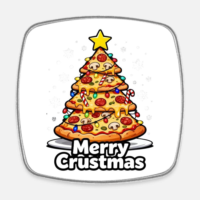 Pizza de Noël - Magnet carré - blanc