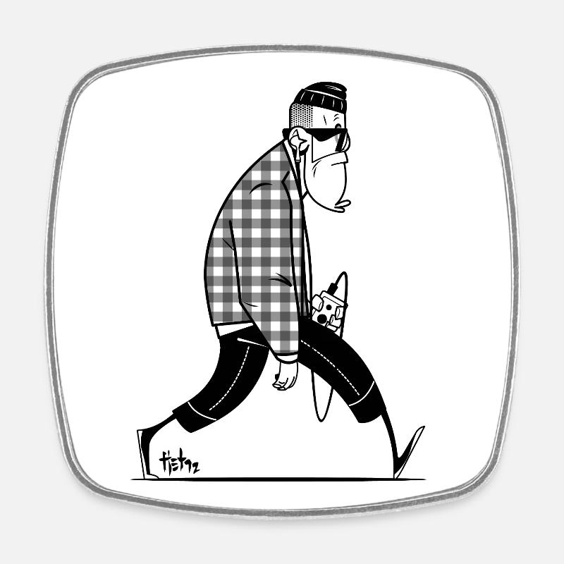 hipster - Magnet carré - blanc
